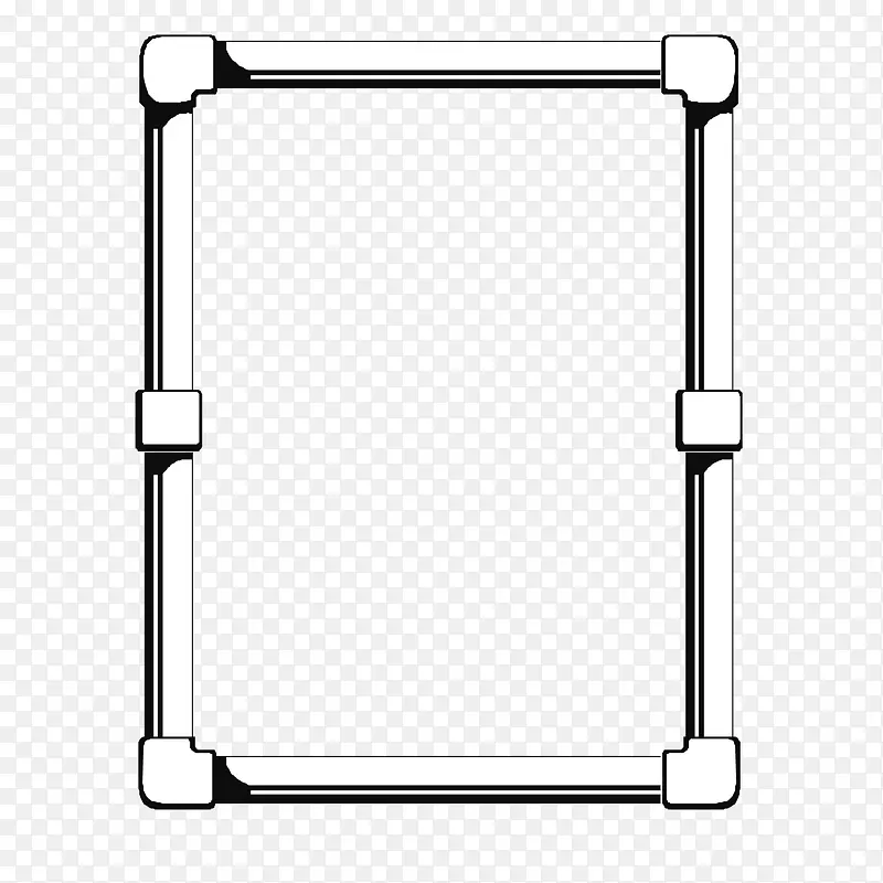 矢量黑色节点立体线框竖框