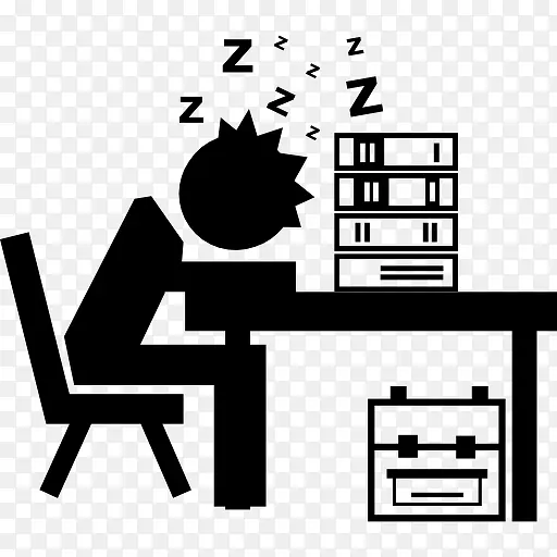 教授或学生睡在他的书桌上的书叠图标