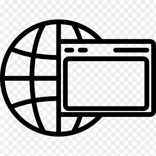 世界网格和一个浏览器窗口里一圈图标