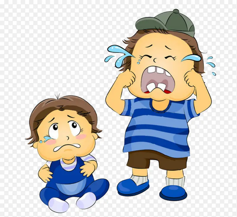 卡通大哭的小孩和婴儿PNG