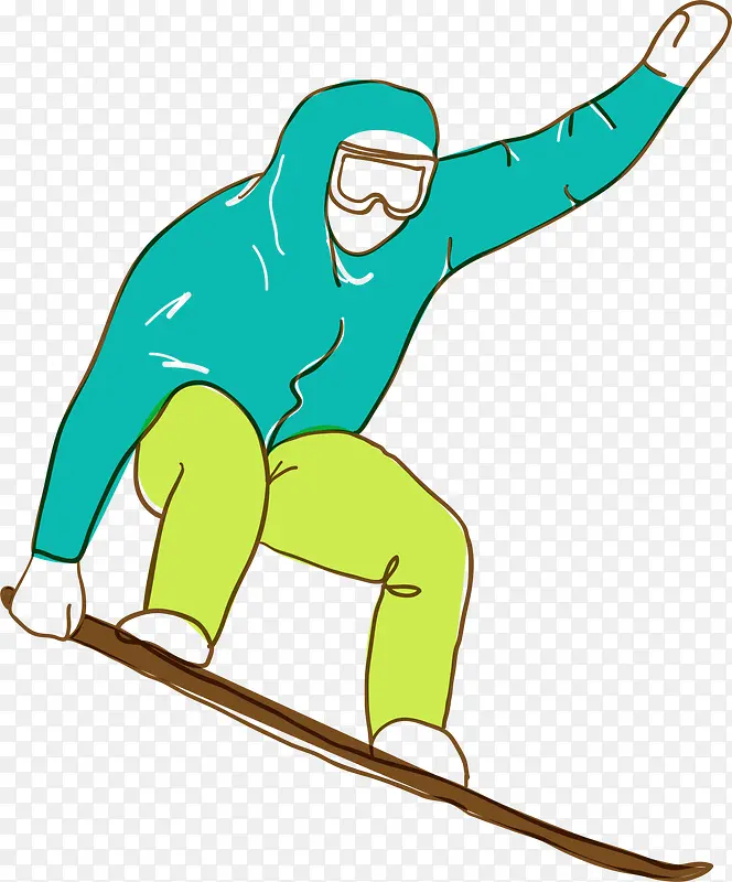 寒冷冬季滑雪的青年