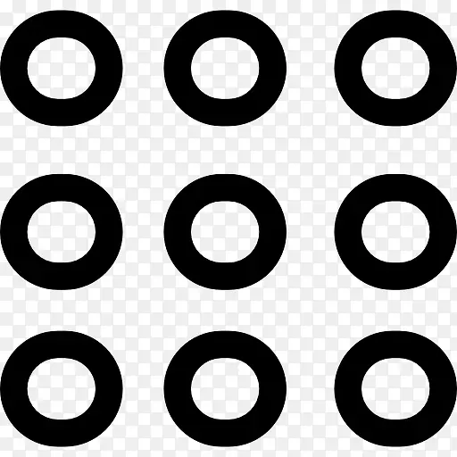 圆形轮廓的九个按钮图标