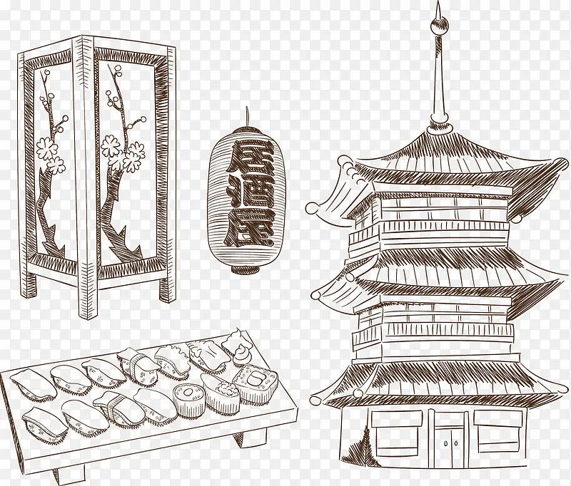 手绘日本文化和料理