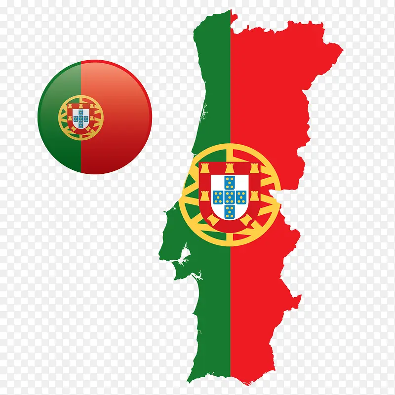 扁平欧美地图葡萄牙地理素材