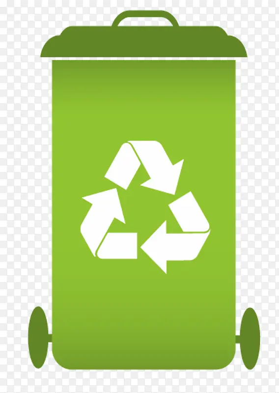卡通绿色垃圾回收箱