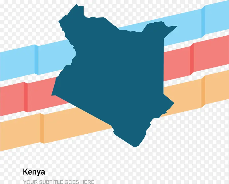 彩色条纹肯尼亚地图