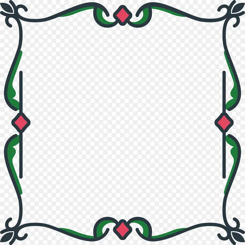 圣诞节绿色花藤边框