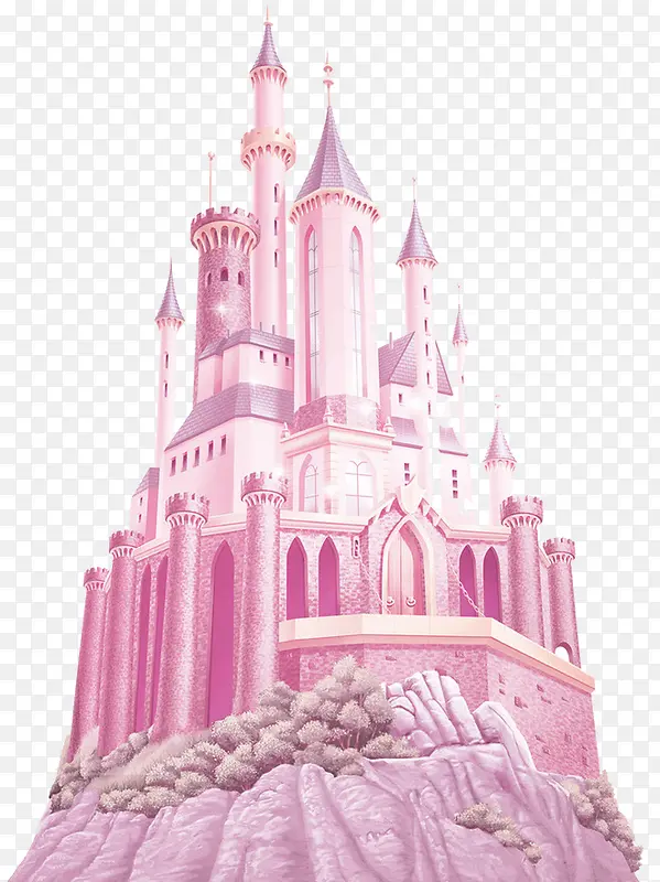 粉红色卡通公主城堡效果