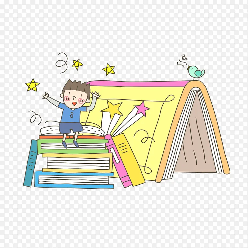 卡通小孩书本