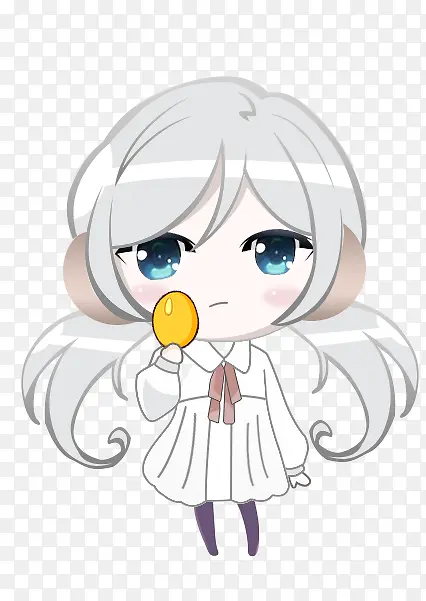 银发可爱卡通少女