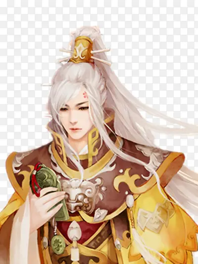 银发古风手绘男子