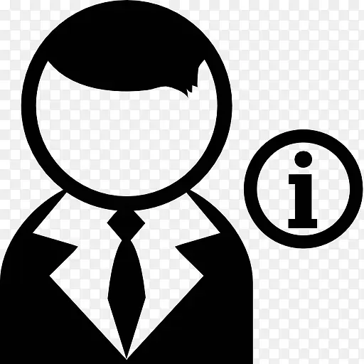 男性用户的领带和信息按钮图标