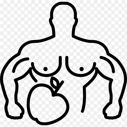 男性的肌肉轮廓与苹果图标