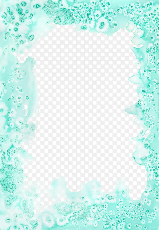 蓝色晶体水彩边框