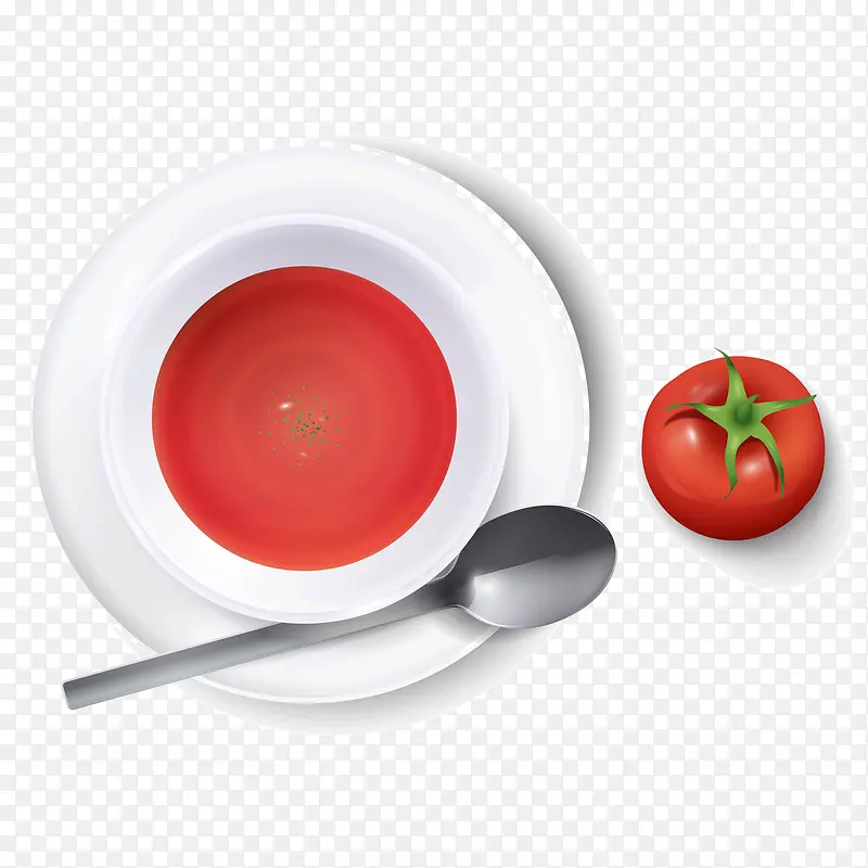 盘子里番茄汤