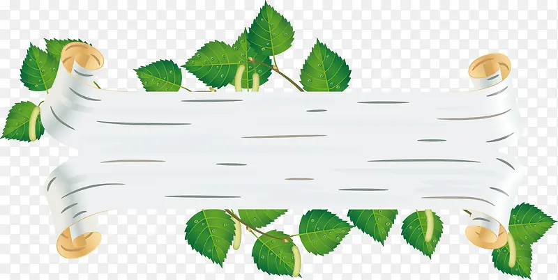 白桦树风格绿叶子标题背景矢量图