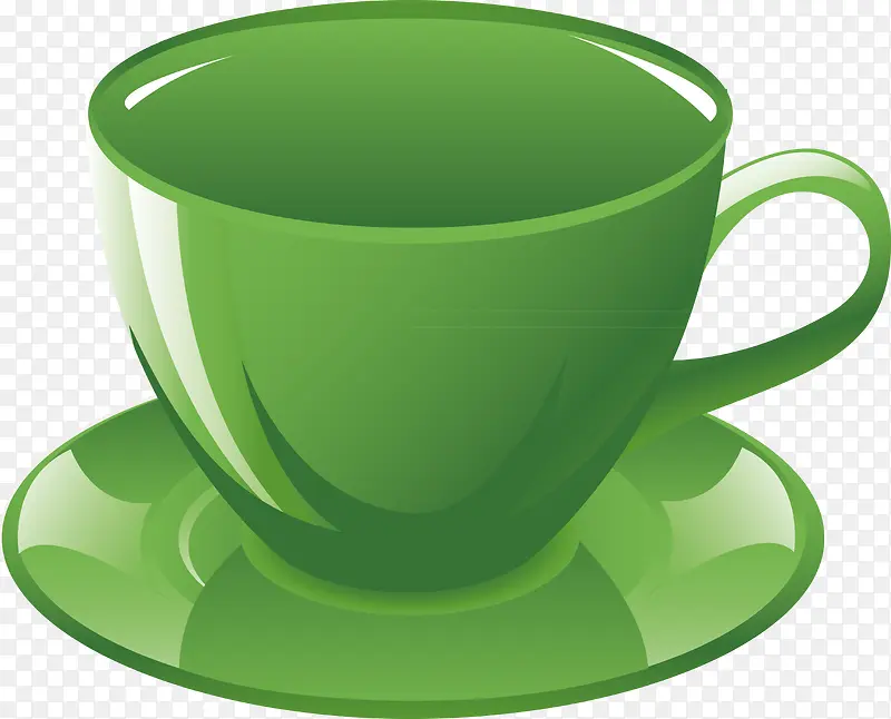 绿色杯子茶具元素