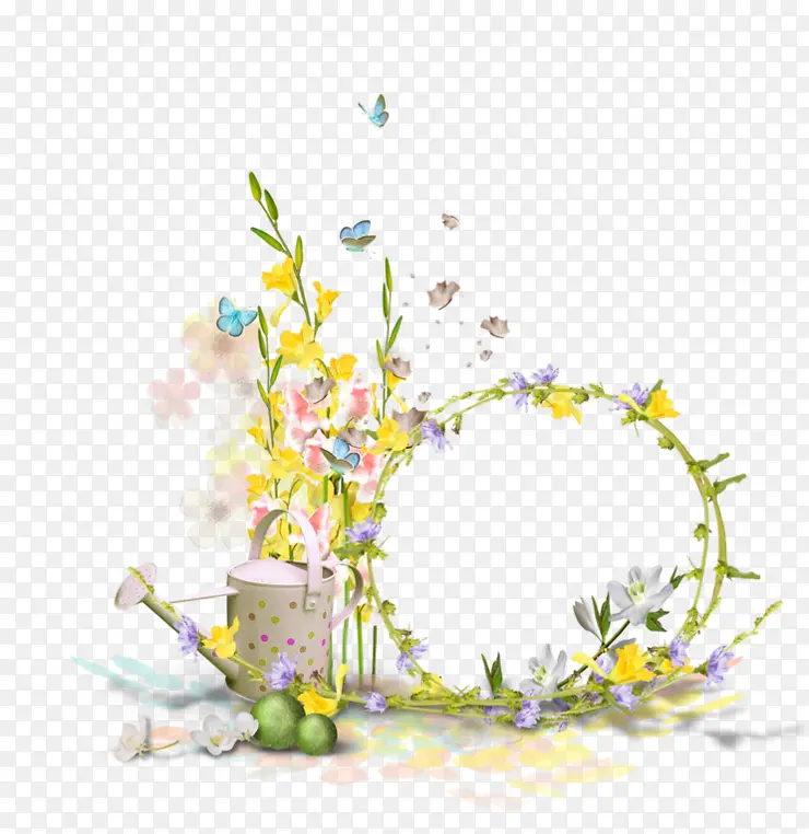 蝴蝶鲜花相框边框