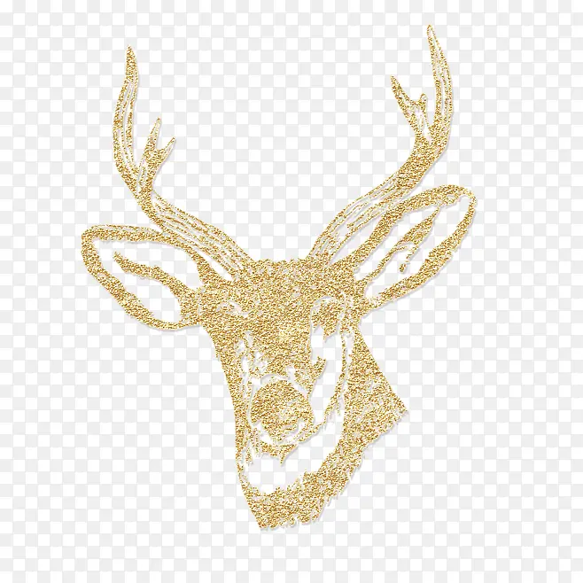 金黄色手绘的鹿头