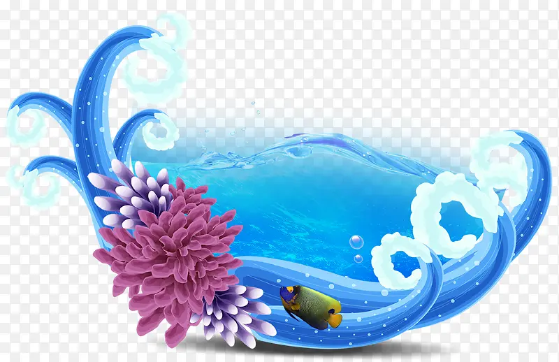 蓝色浪花珊瑚热带鱼背景
