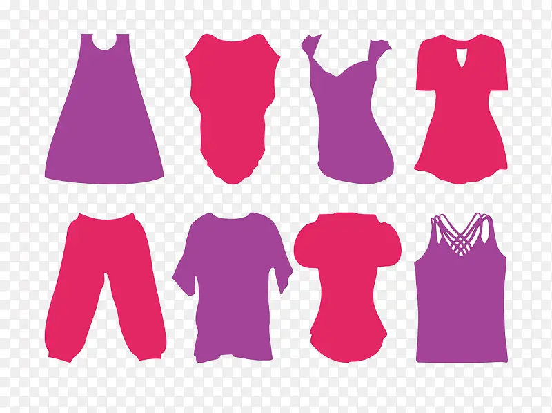 各类红色和紫色的衣服与裤子图标
