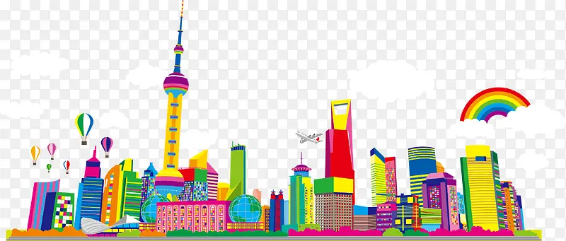 卡通可爱彩色上海城市