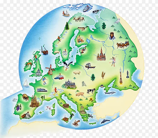 卡通手绘英国地图