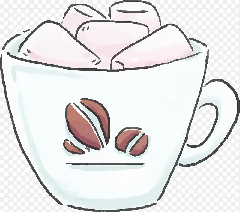 卡通手绘棉花糖咖啡杯