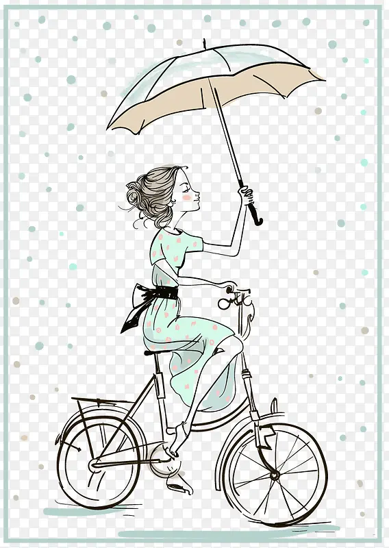 打伞的时尚女孩插画