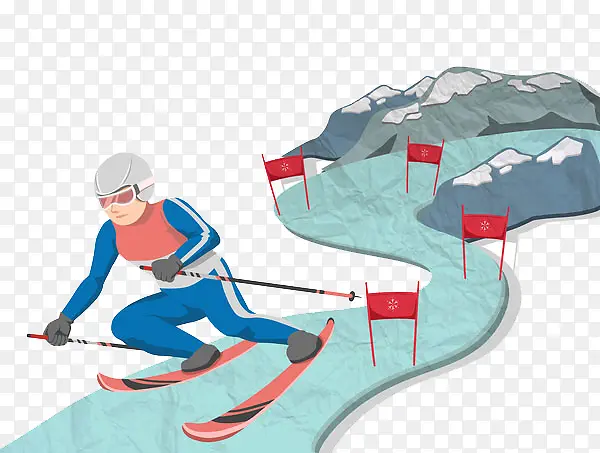 手绘体育运动会滑雪比赛免扣