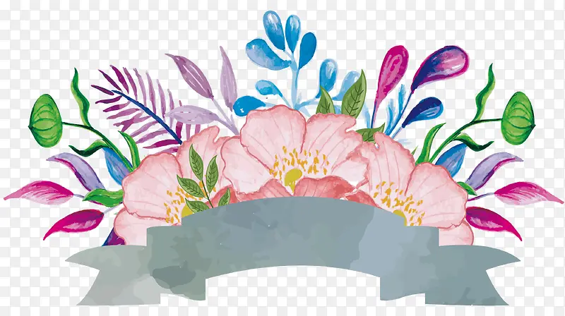 水彩花卉装饰标题框