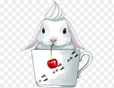手绘茶杯兔