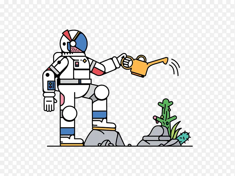 创意宇航员浇花.
