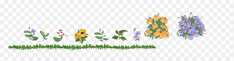 矢量彩色花朵小草边框装饰春季