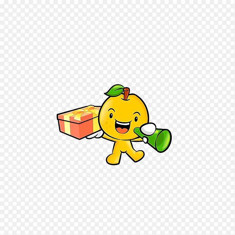 拿着礼物广播喇叭的卡通人