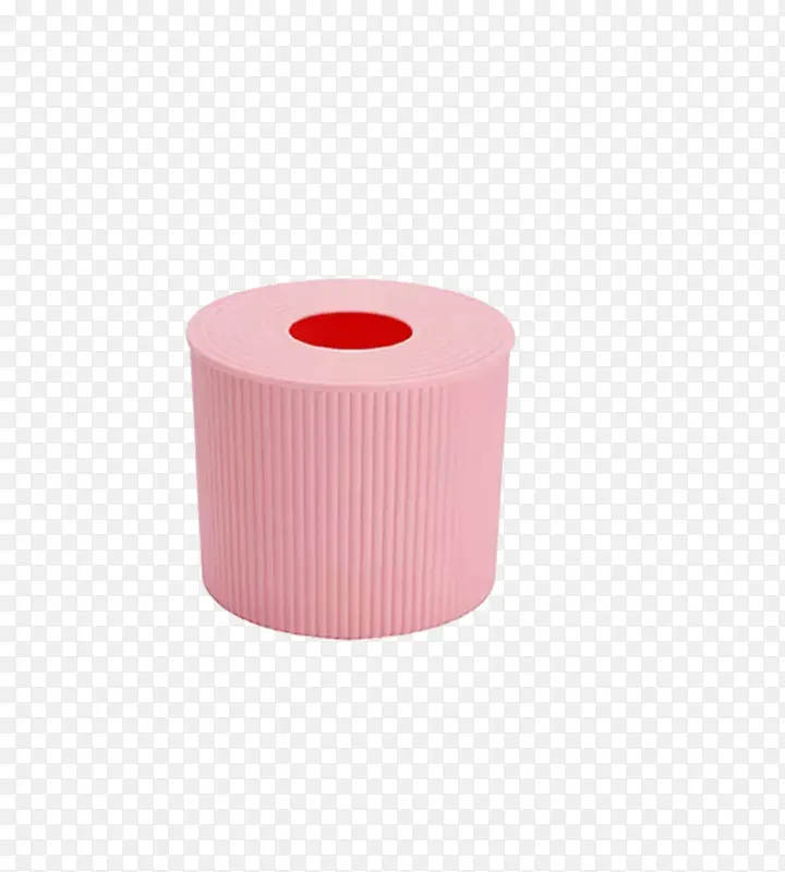 粉色圆柱条纹纸巾盒