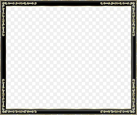 黑色白花边相框PNG