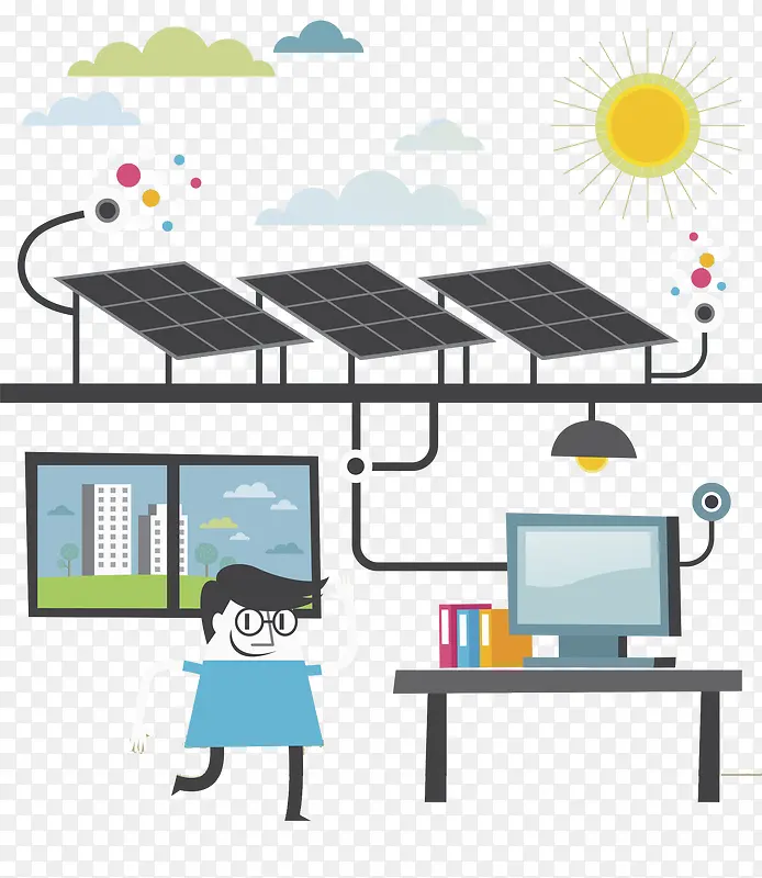 卡通太阳能发电免抠图
