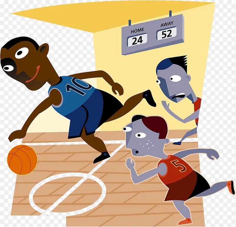卡通插图篮球比赛记分板