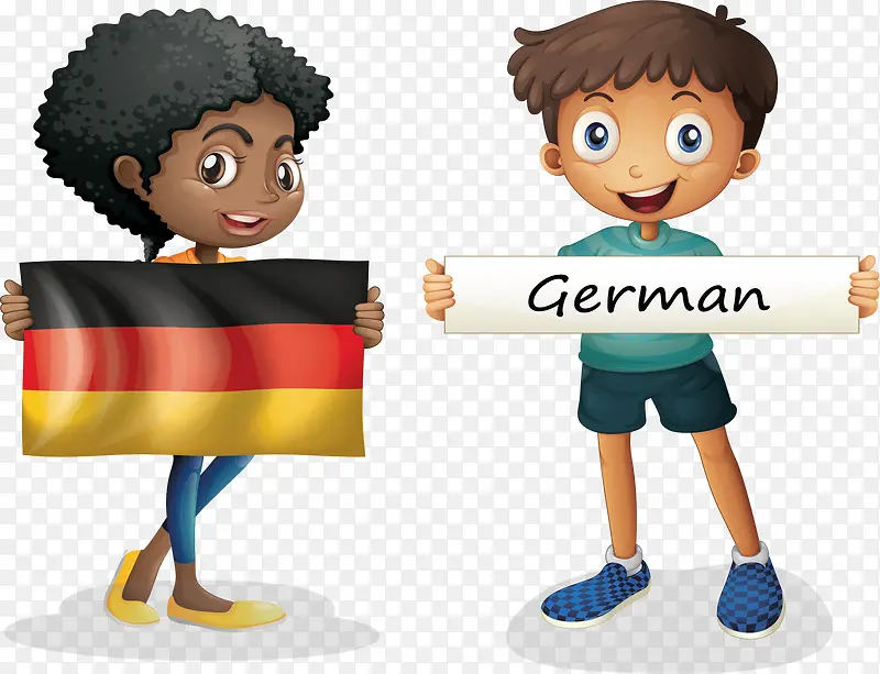 拿着德国国旗的孩子