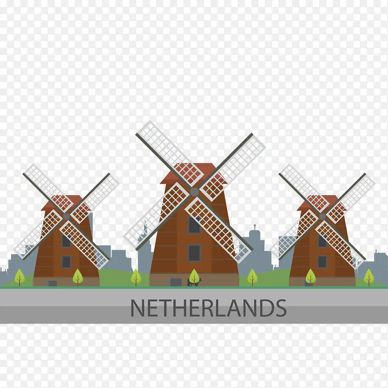 矢量荷兰风车