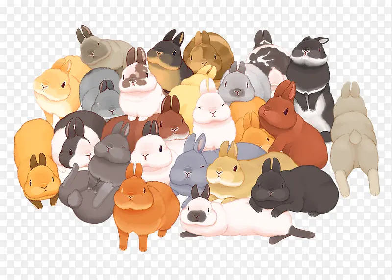 手绘一群兔子大集合