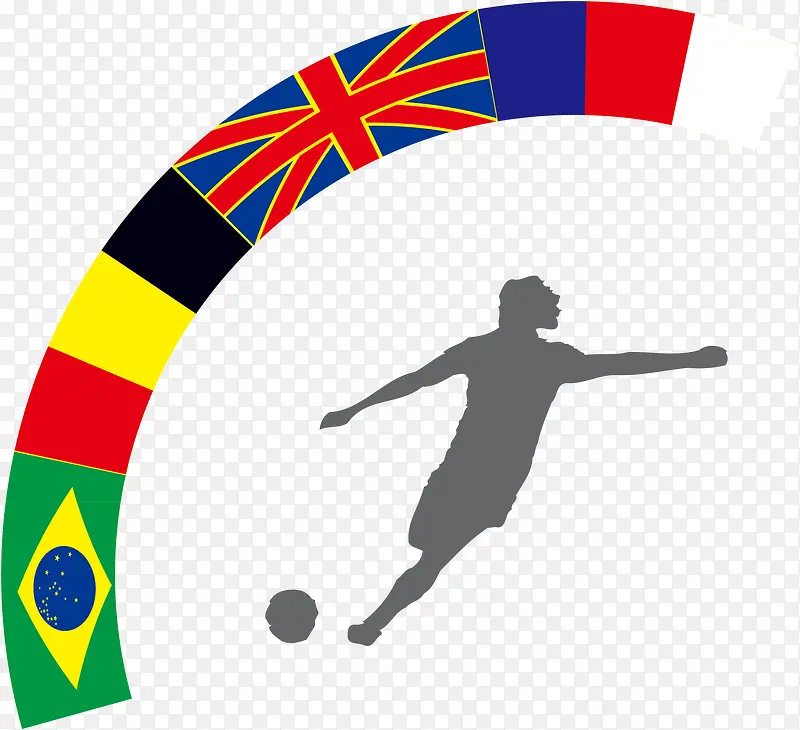 矢量世界杯足球国旗元素