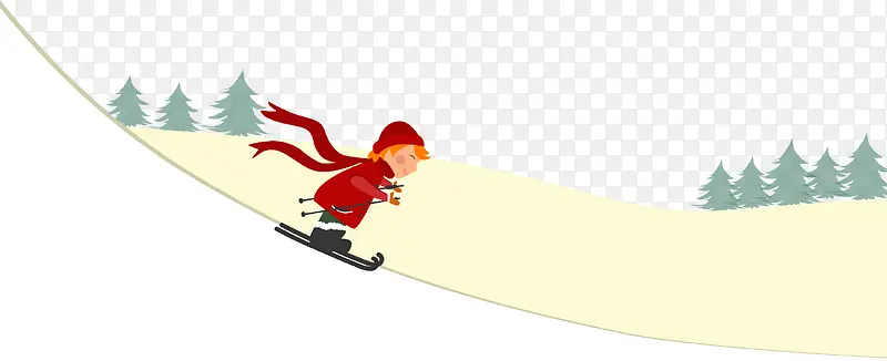 滑雪下来的小红帽