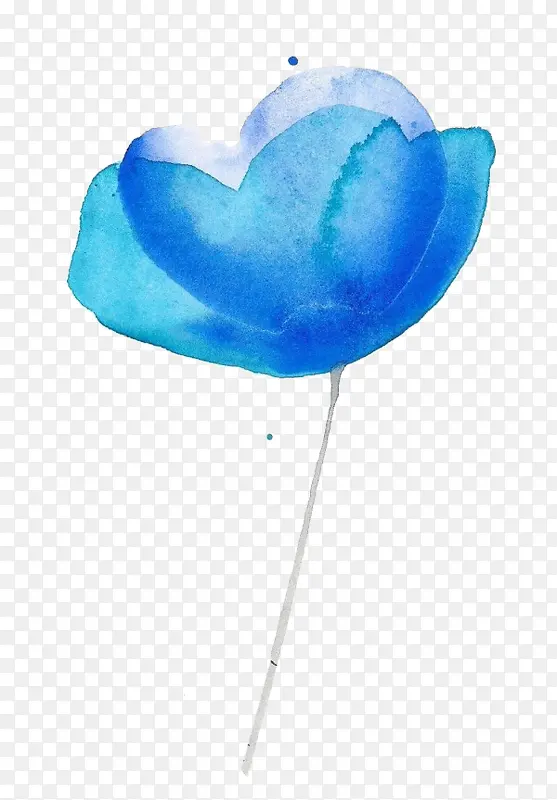 一朵水蓝水彩花