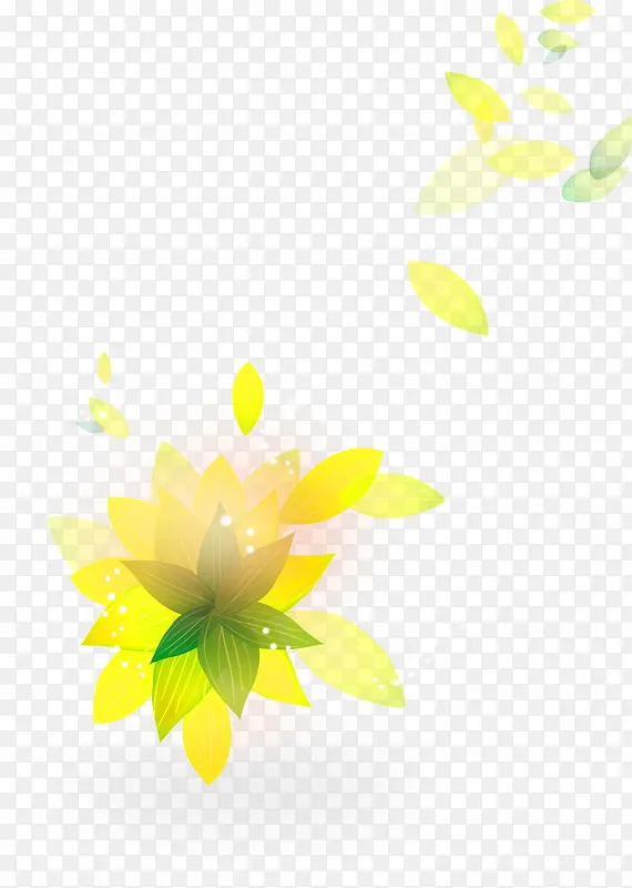 黄色清新花朵花瓣漂浮素材