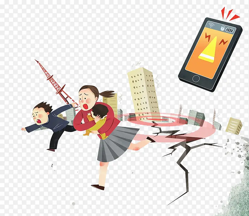 地震中逃跑的人