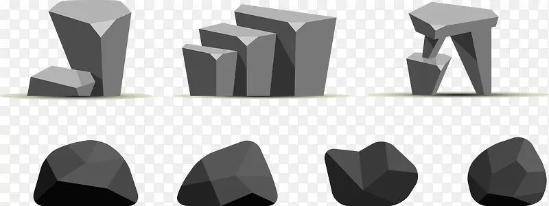 石块矢量石头素材灰色岩石