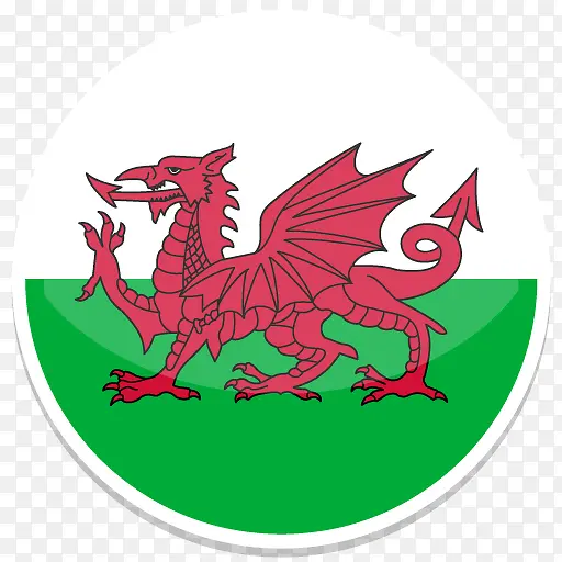 威尔士平圆世界国旗图标集