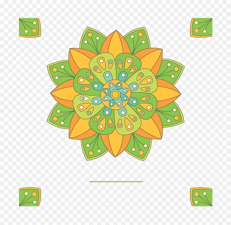 绿色宗教花朵图案